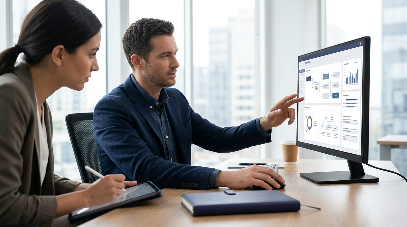 Employees using digital tools