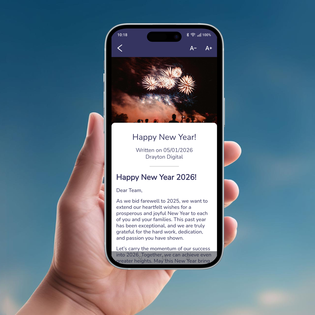 Happy new year message on mobile phone