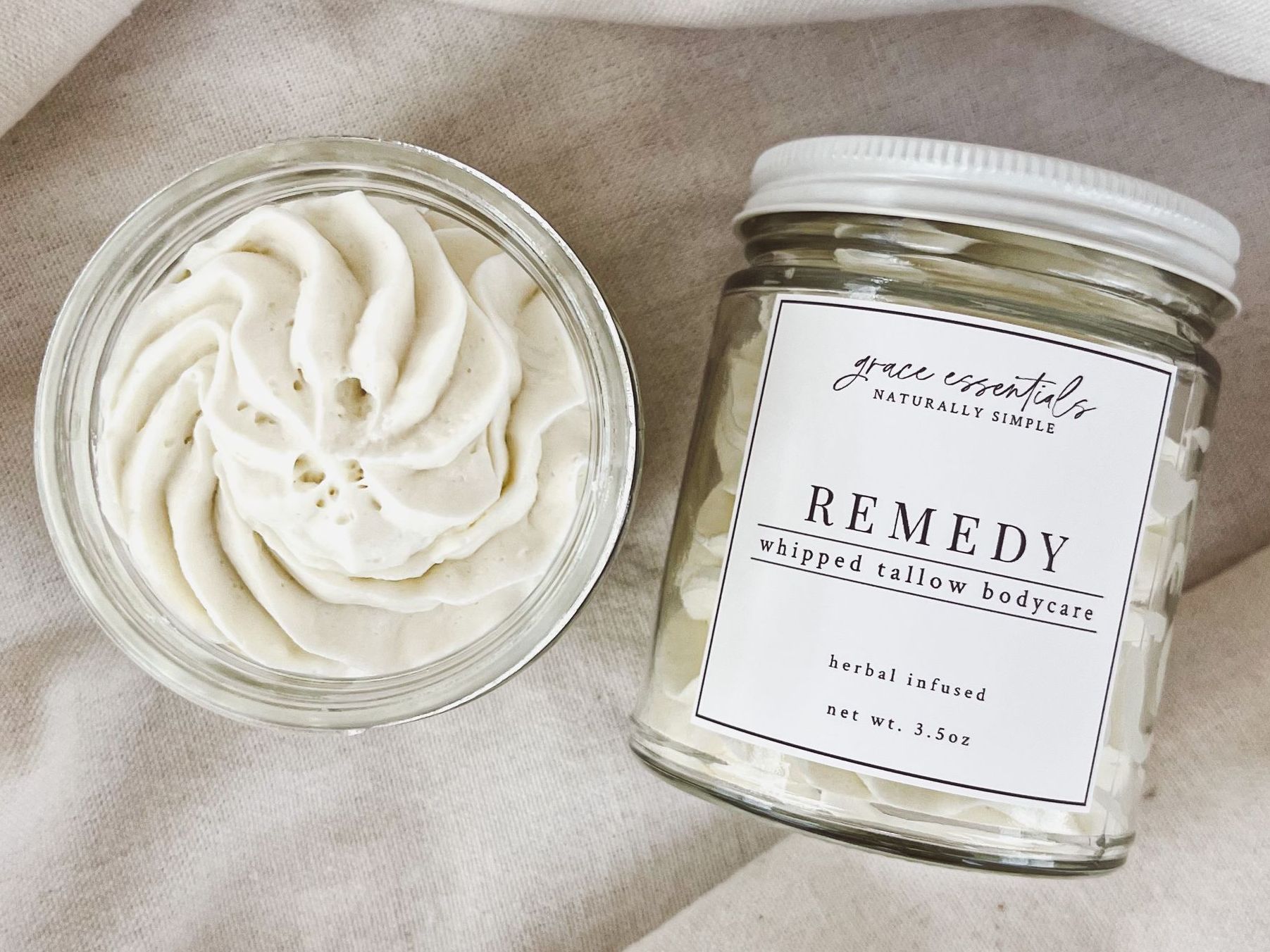 remedy whip jar - one to show the label and one to show the top