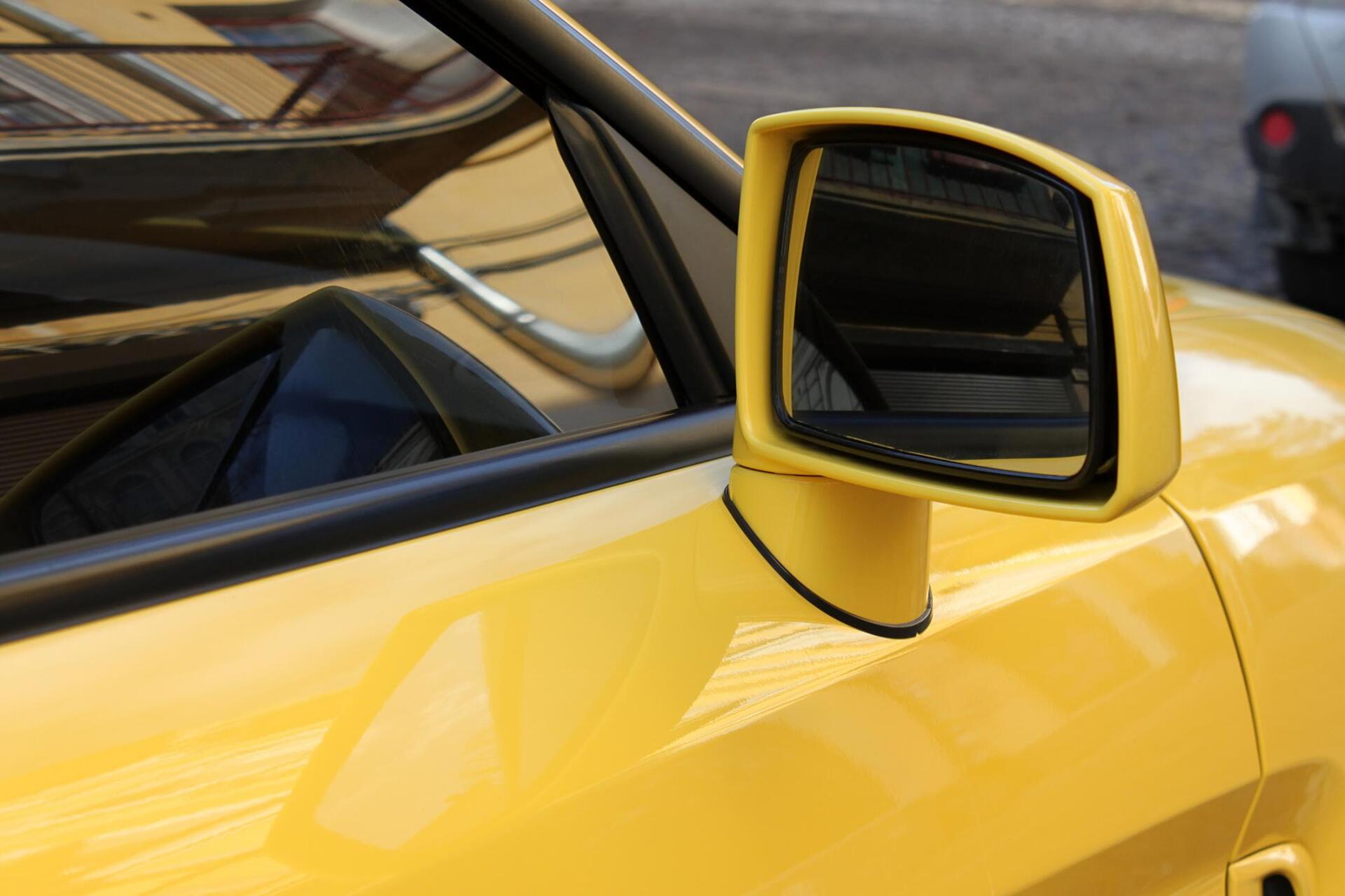 a side mirror of the car