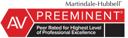 A martindale hubbell logo that says av preeminent peer rated for highest level of professional excellence