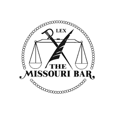 A black and white logo for the missouri bar.