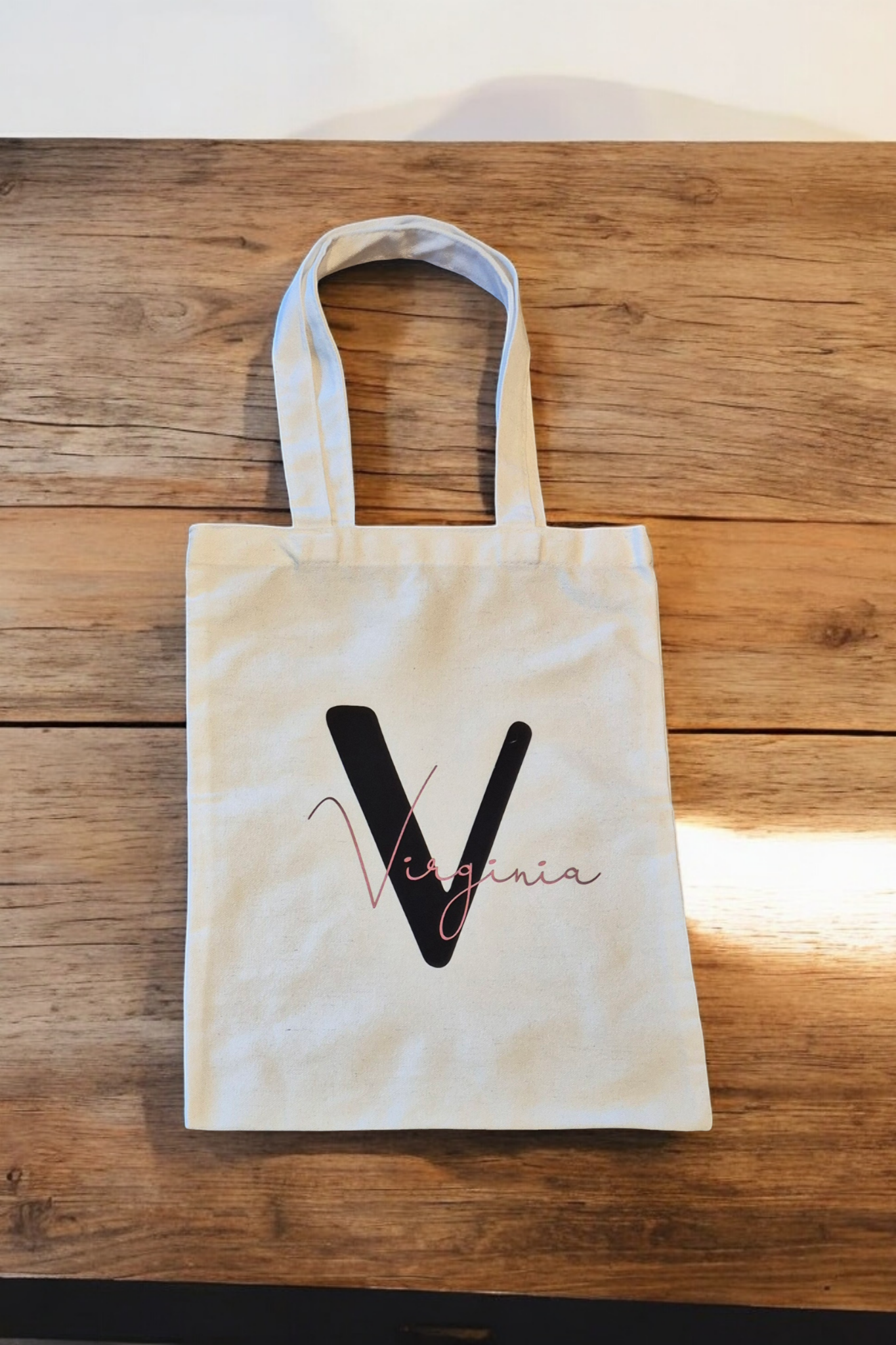 Canvas tas met naam – beige