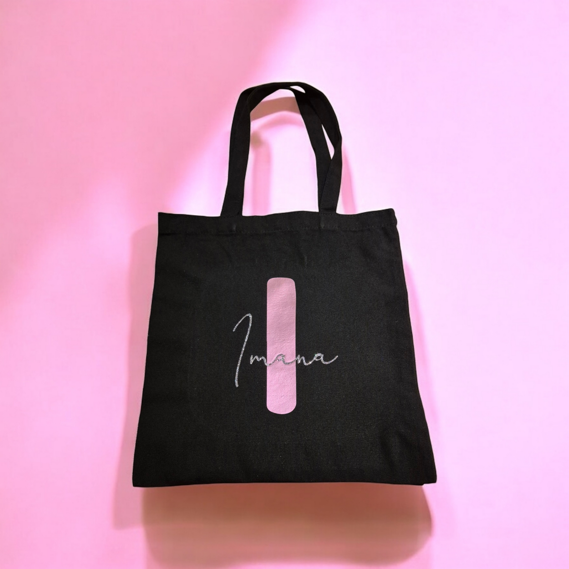 Canvas tas met naam - zwart