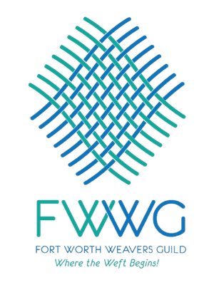 A logo for fort worth weavers guild where the weft begins