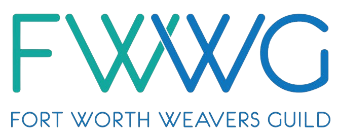 The logo for fort worth weaver 's guild is blue and green.