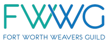 The logo for fort worth weaver 's guild is blue and green.