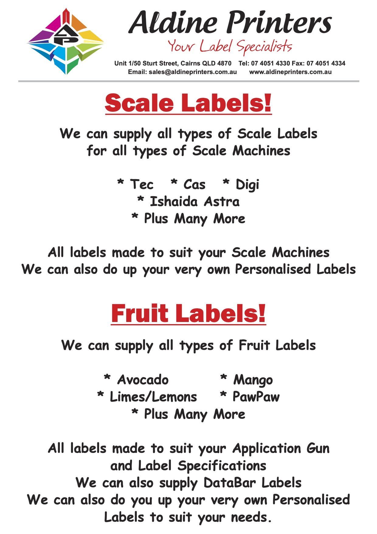 Scale and Fruit label