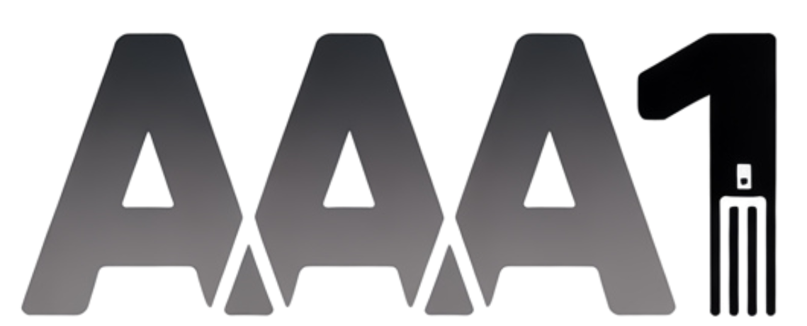 The logo for aaa 1 is a black and white image