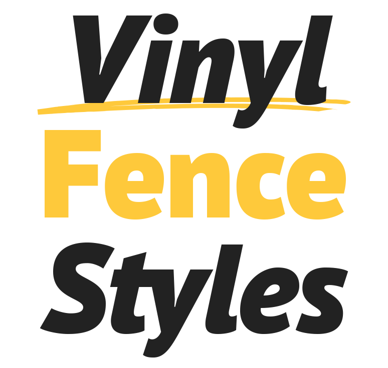 A yellow and black logo for vinyl fence styles