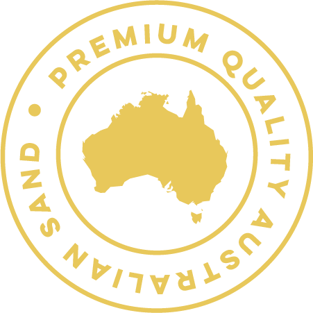 A gold premium quality australian sand logo with a map of australia