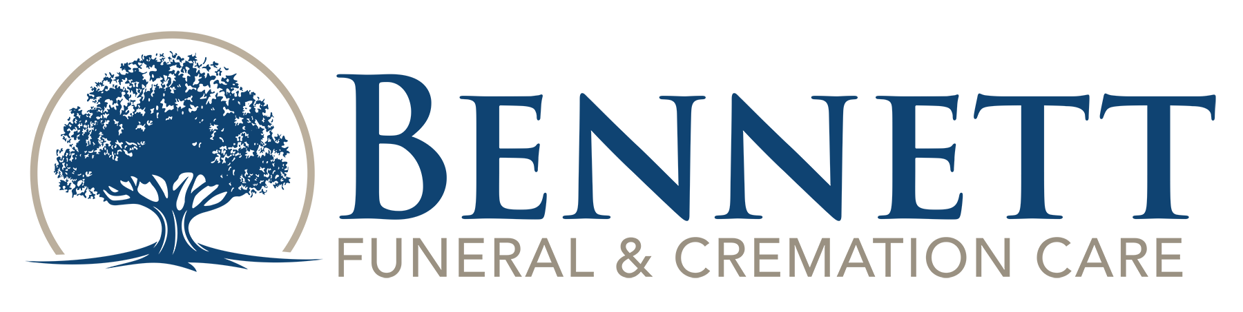 Bennett Funeral and Cremation logo with blue tree and text on white background