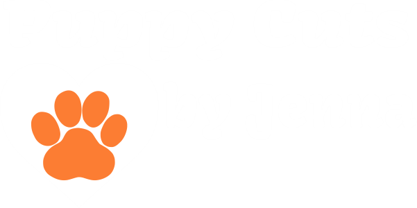 Puppy Cuts by Jenna text logo with orange paw in heart graphic