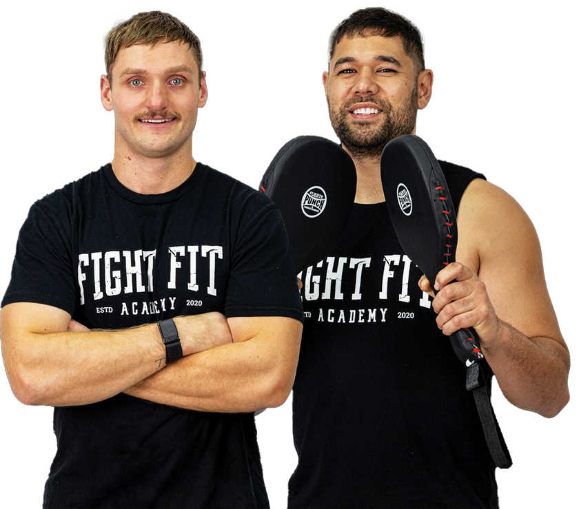 Two men are standing next to each other with their arms crossed. Fit Fight Academy - Personalised Workout and Nutrition Plans