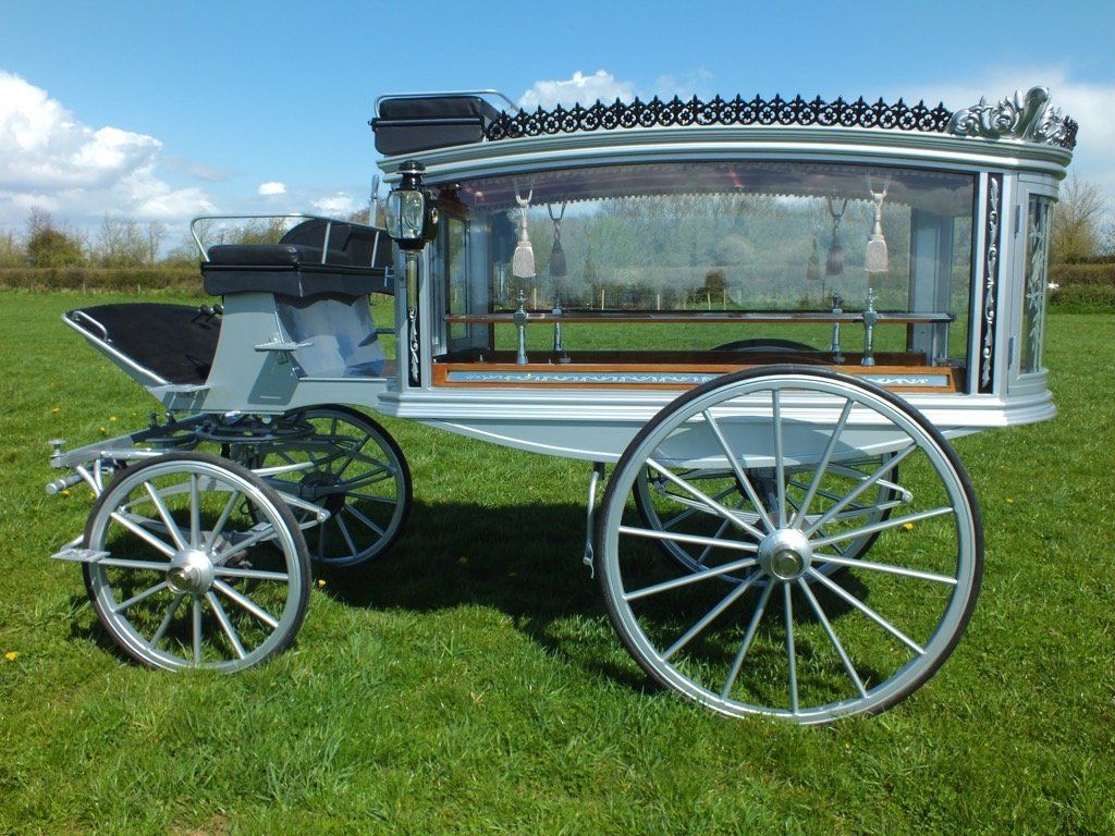 Silver hearse for horse drawn funeral service