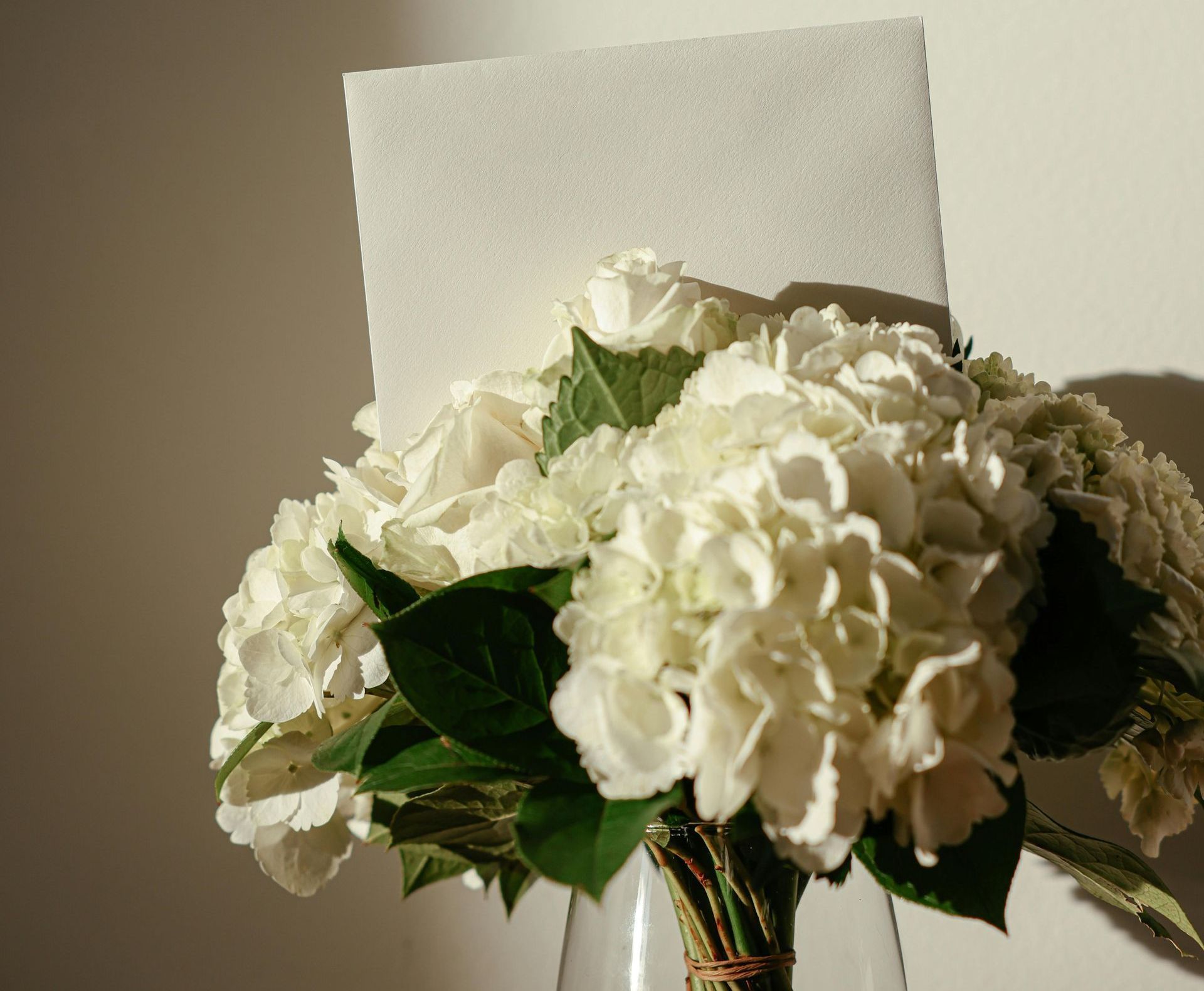 Flowers attached to a card