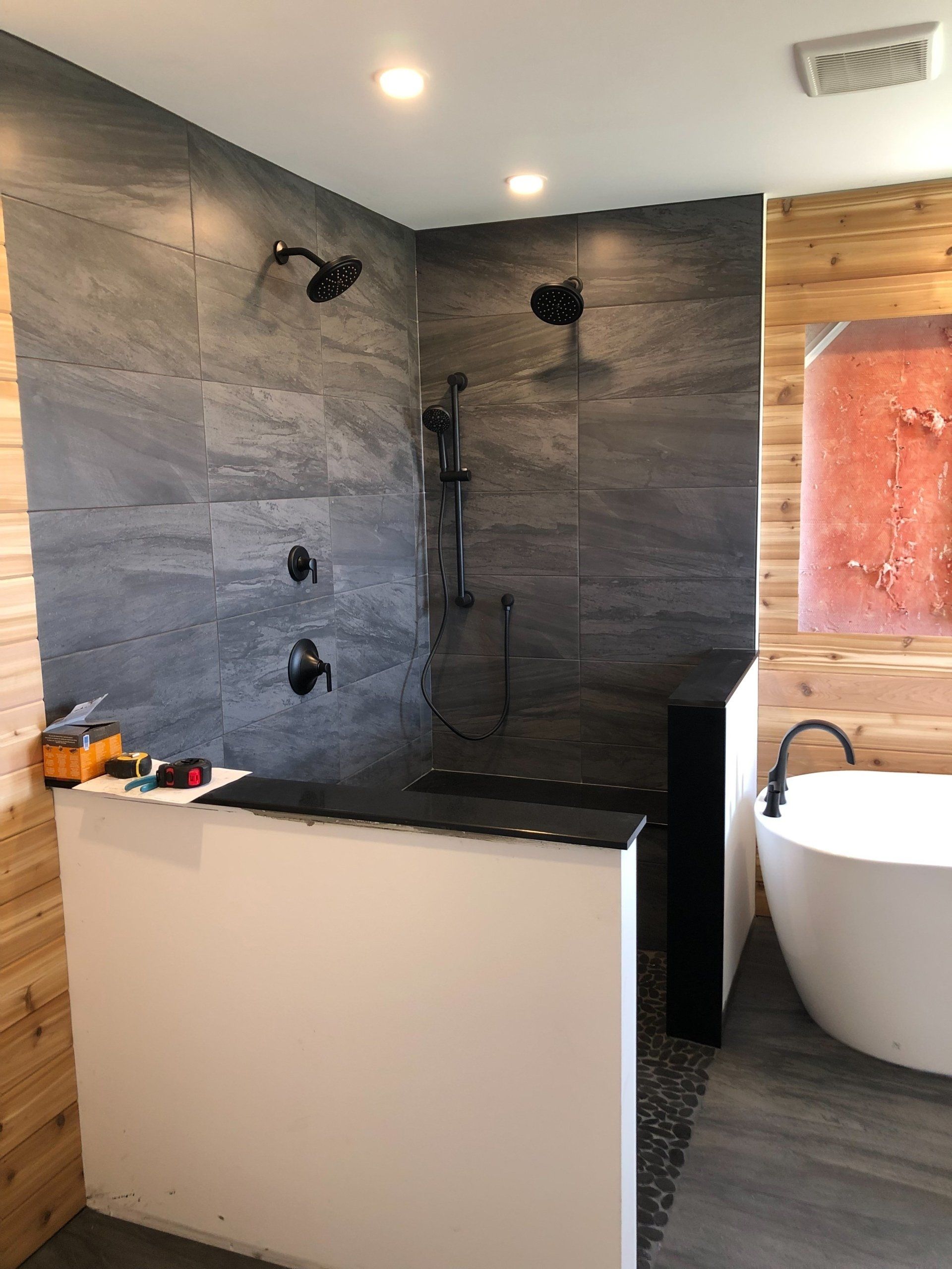 Renovation project process pictures of standing shower