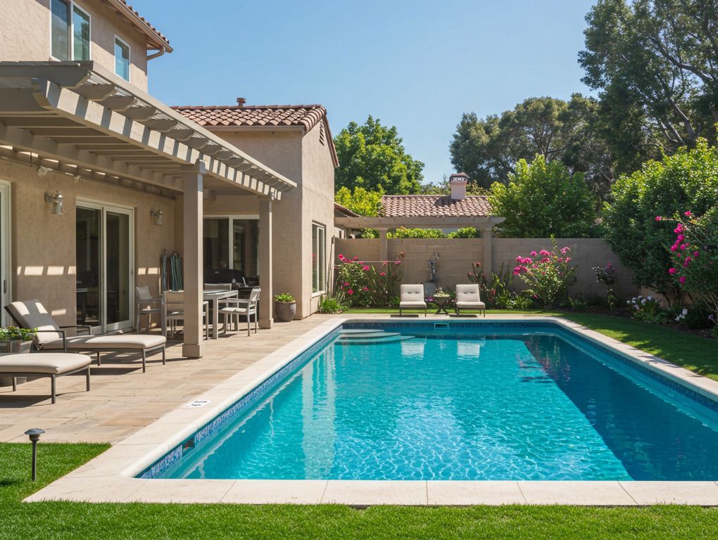swimming pool with palm trees