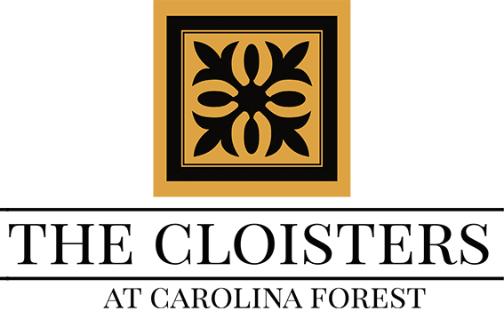 A logo for the cloisters at carolina forest