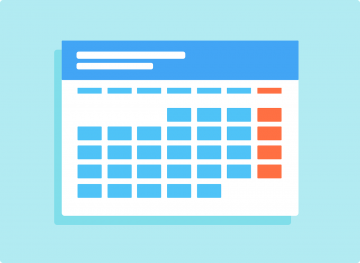 Blue calendar-style grid on a light blue background