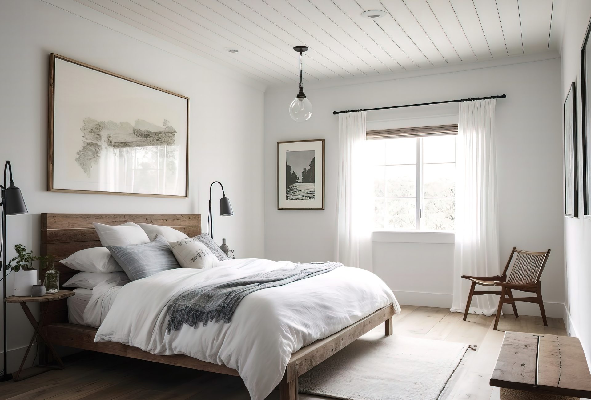 A close up of a white tile floor that looks like wood.