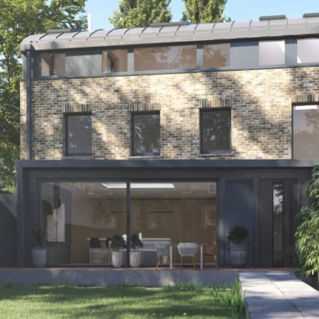 A large brick house with a lot of windows