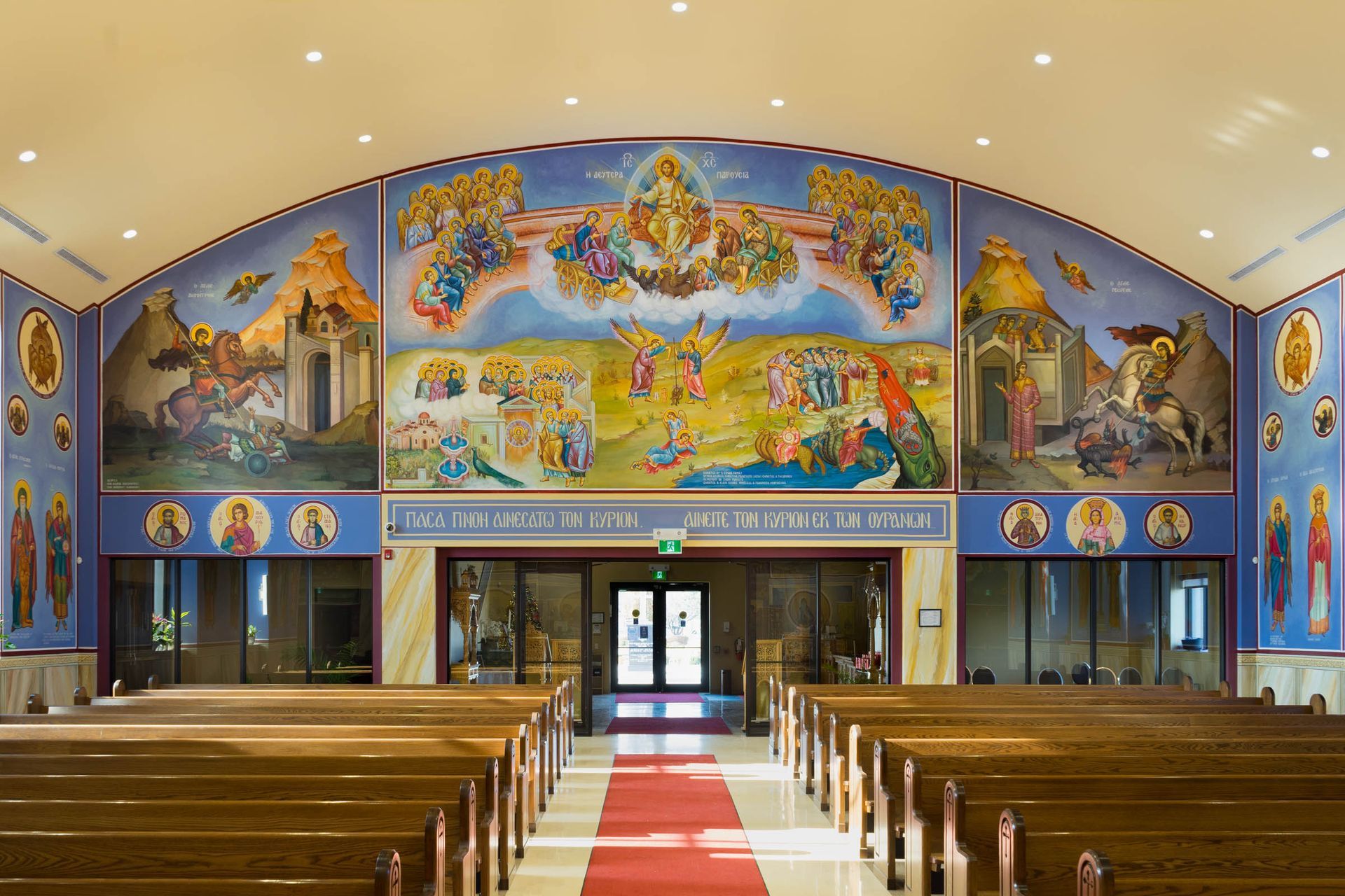Reverse view with Second Coming in the newly constructed Holy Cross Church in Windsor, Ontario, Canada by Byzantine Artworks