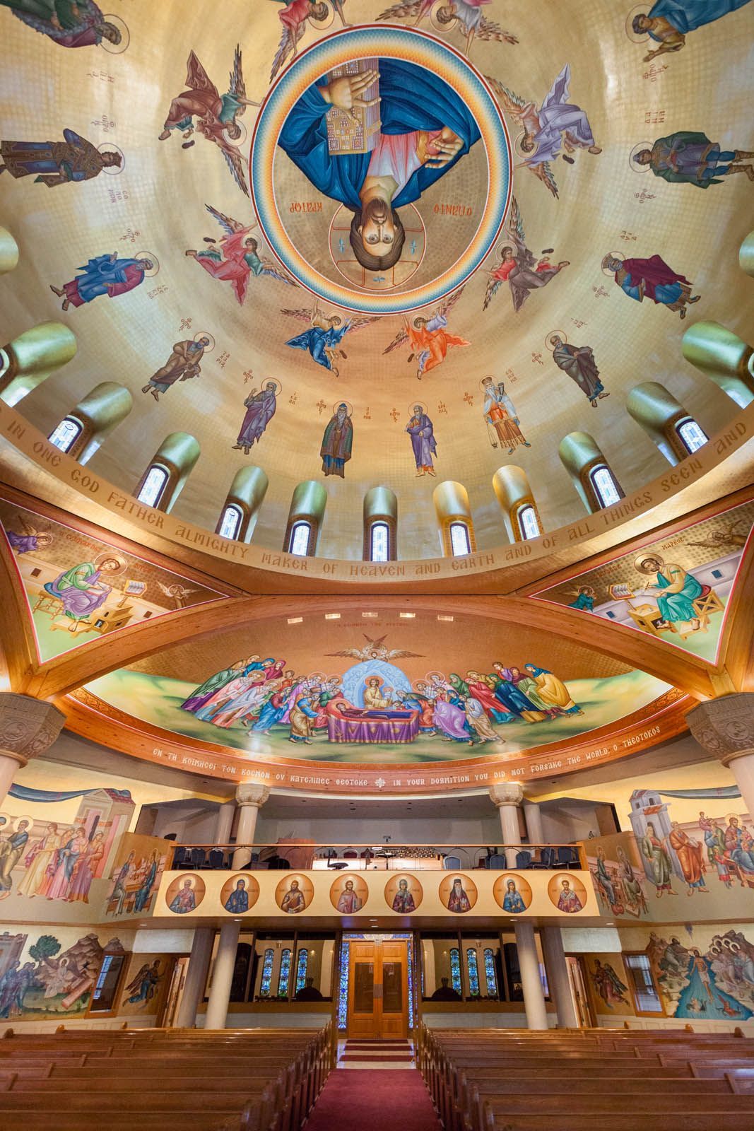 Christ Pantocrator dome, pendentives and apse iconography at St Luke Greek Orthodox Church in Broomall, PA Byzantine Artworks