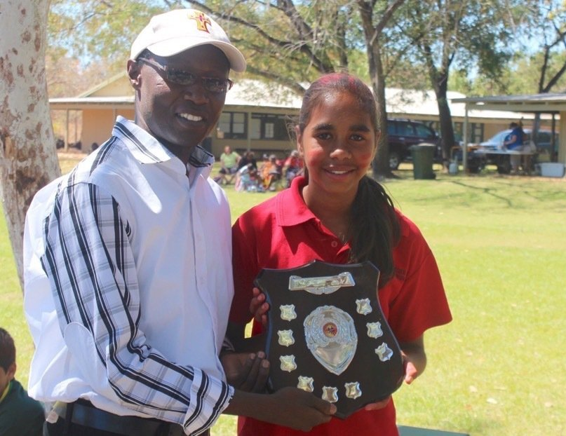 St Joseph's Catholic Primary School school student reciving sports award