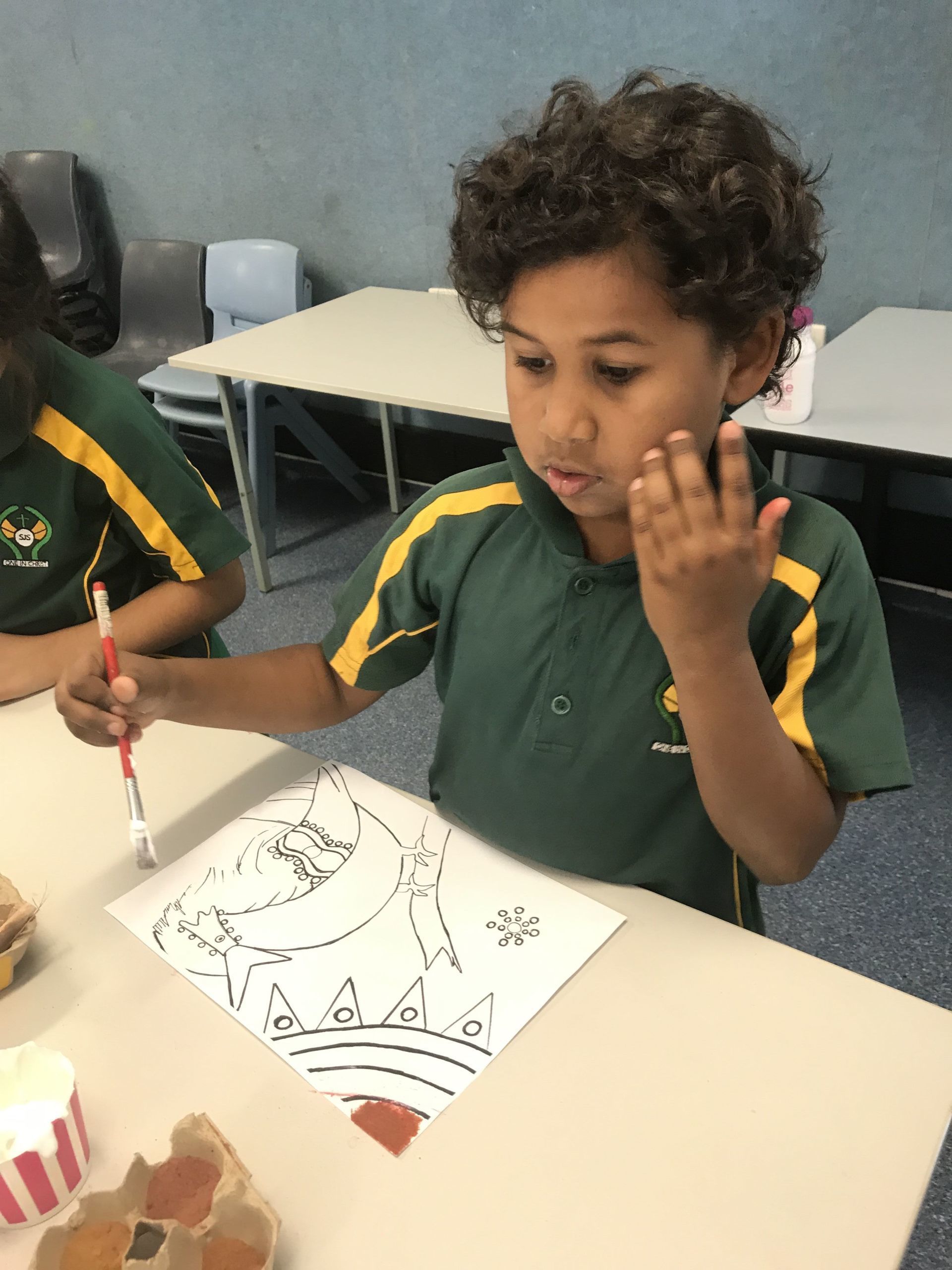 St Joseph's Catholic Primary School painting lesson