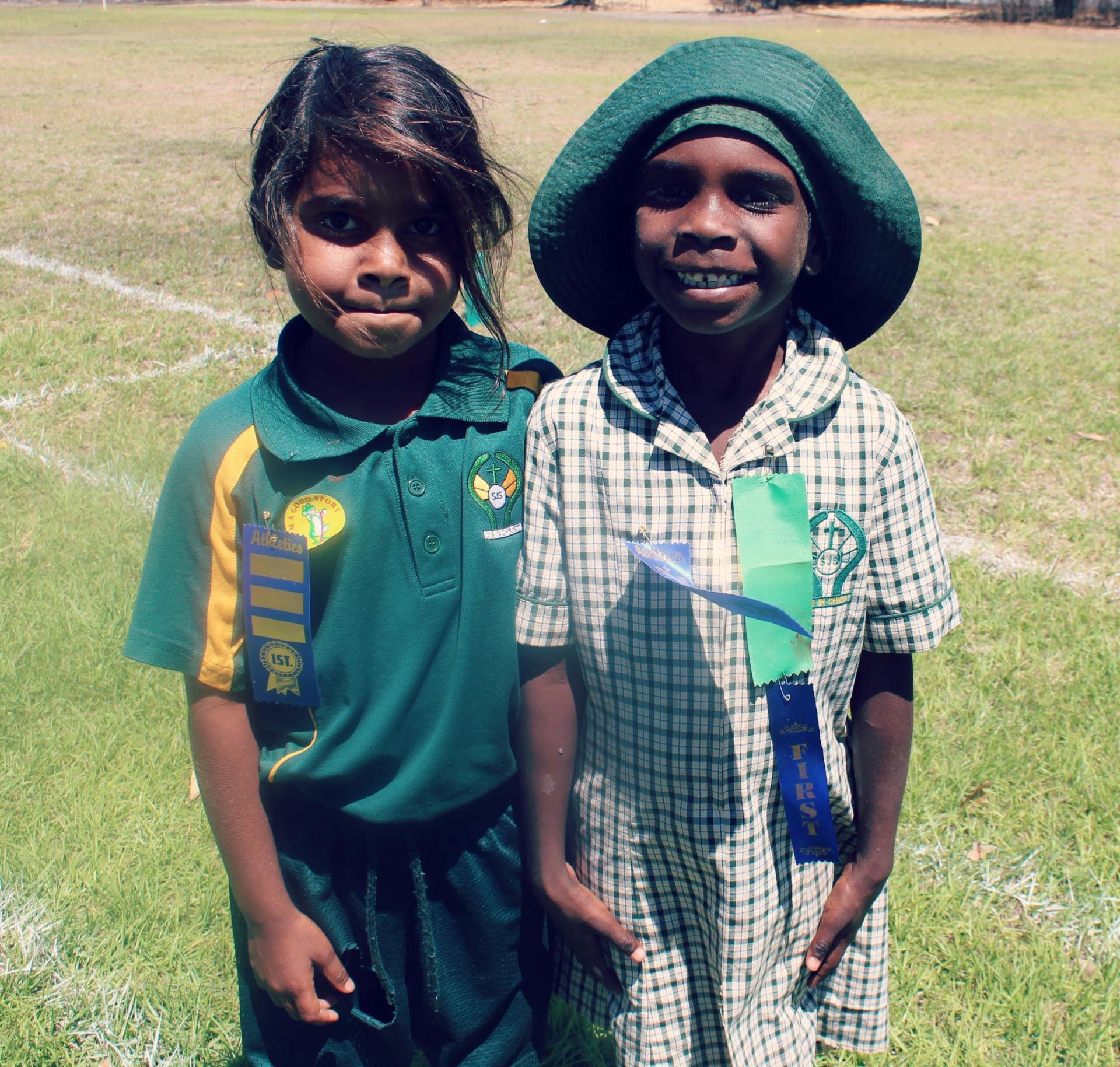 St Joseph's Catholic Primary School school kids with sports ribbons