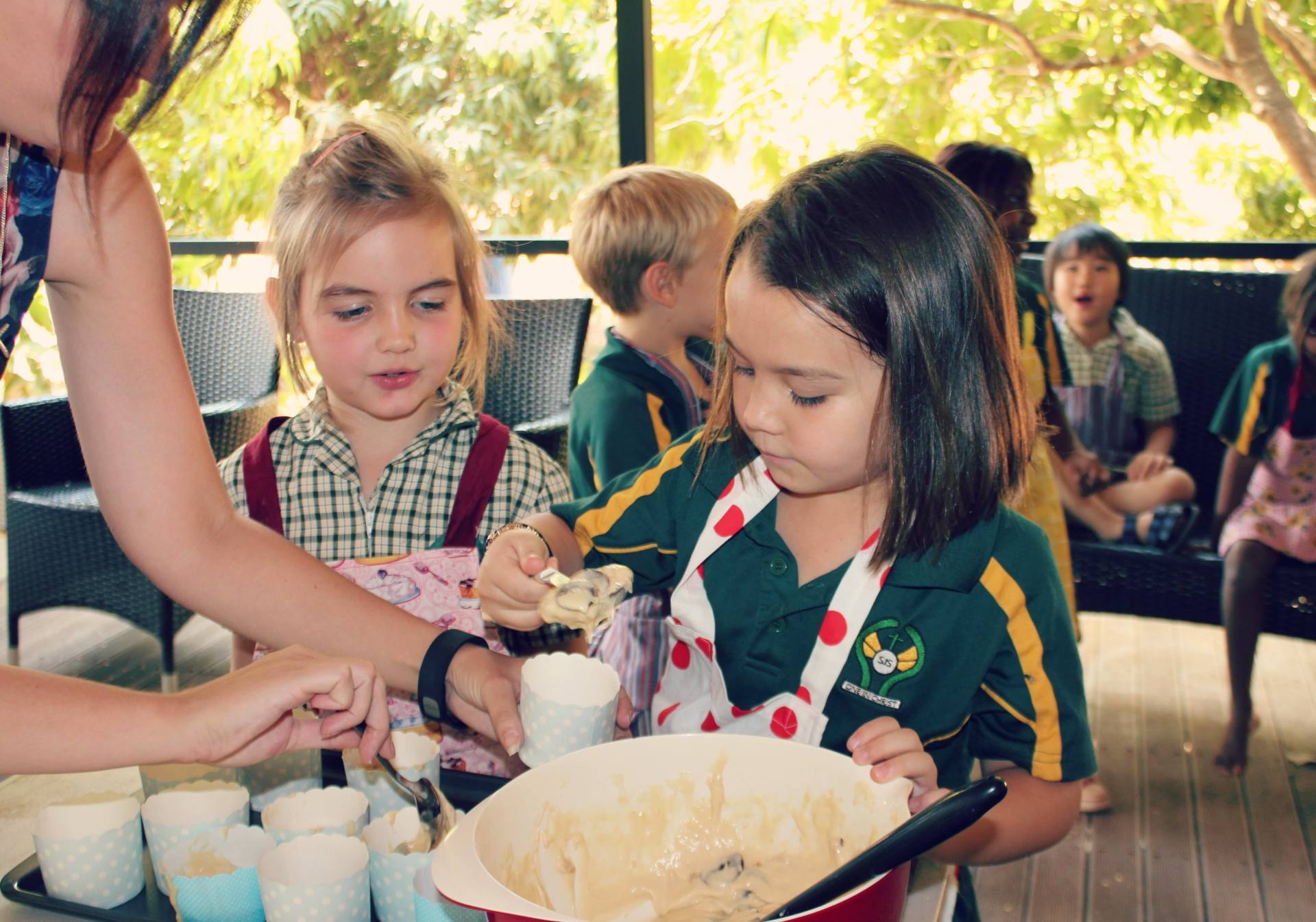 St Joseph's Catholic Primary School kids eating lunch