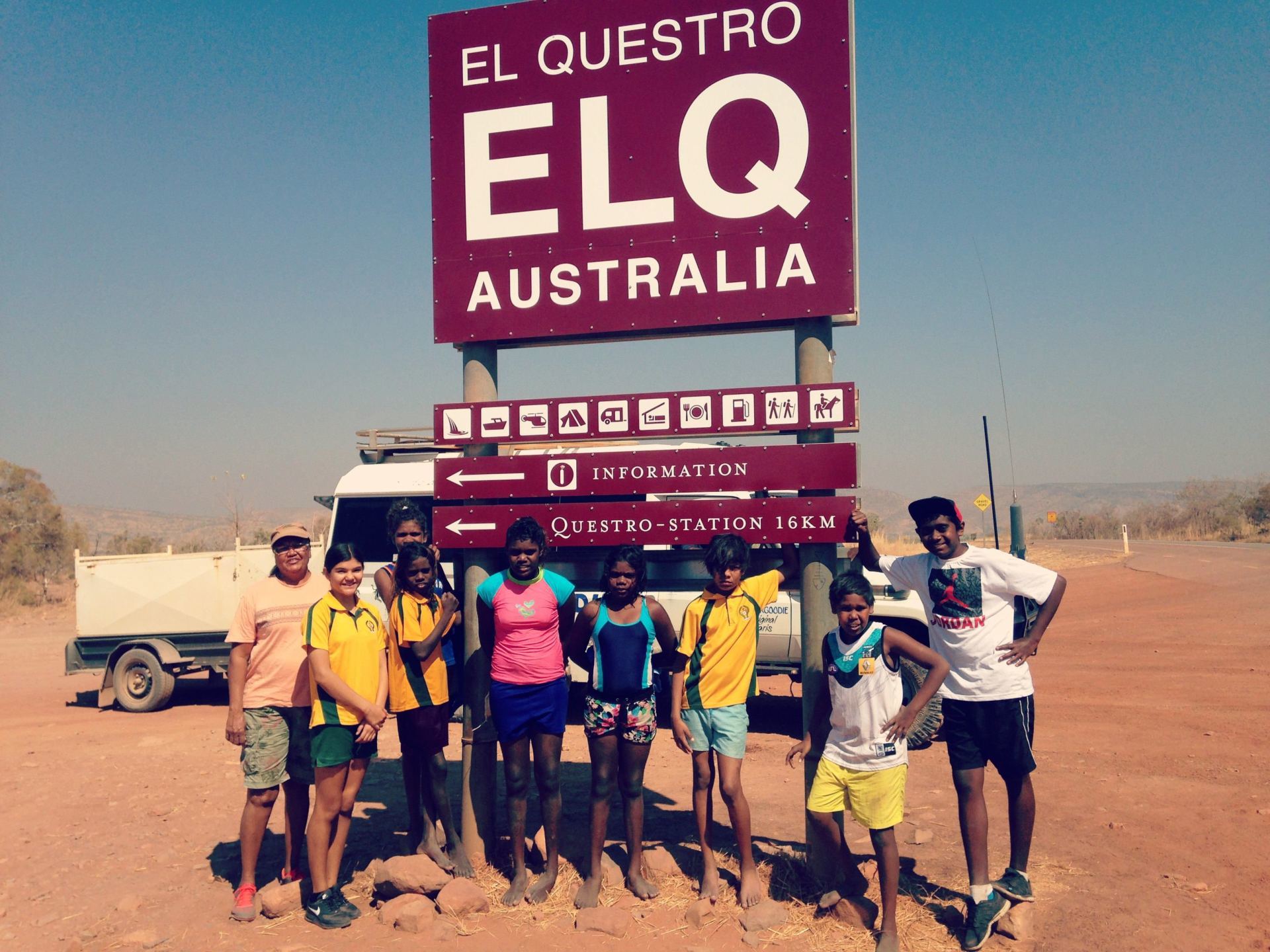 St Joseph's Catholic Primary School kids outside of ELQ sign