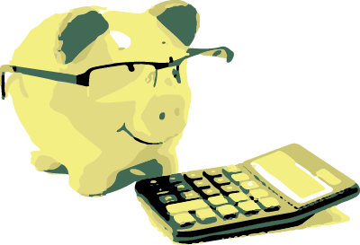 piggy bank and calculator