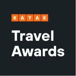 Kayak travel awards logo on a black background
