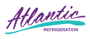 Logo for Atlantic Refrigeration, featuring purple cursive