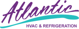 Logo for Atlantic Refrigeration; purple script 