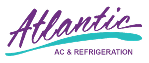 Logo for Atlantic Refrigeration, featuring purple cursive