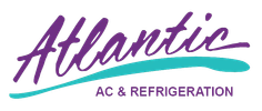 Logo for Atlantic Refrigeration; purple script