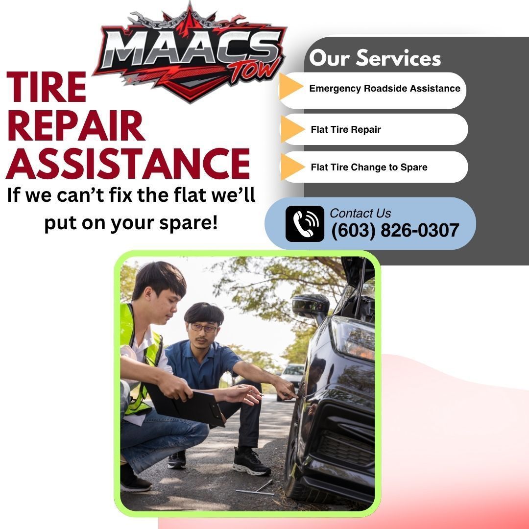 Flat Tire Roadside Assistance Banner | MAACS Tow LLC