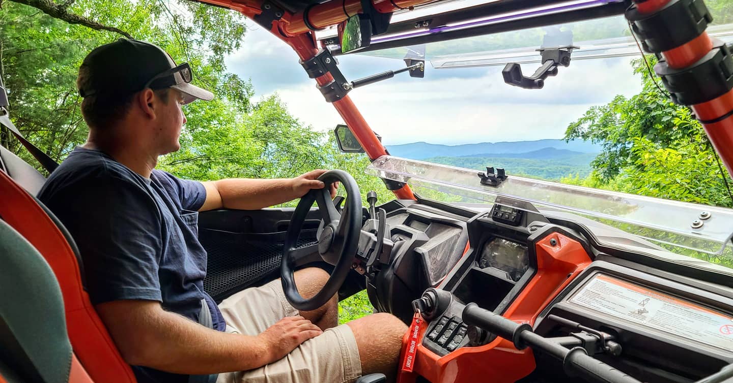 Man driving a UTV