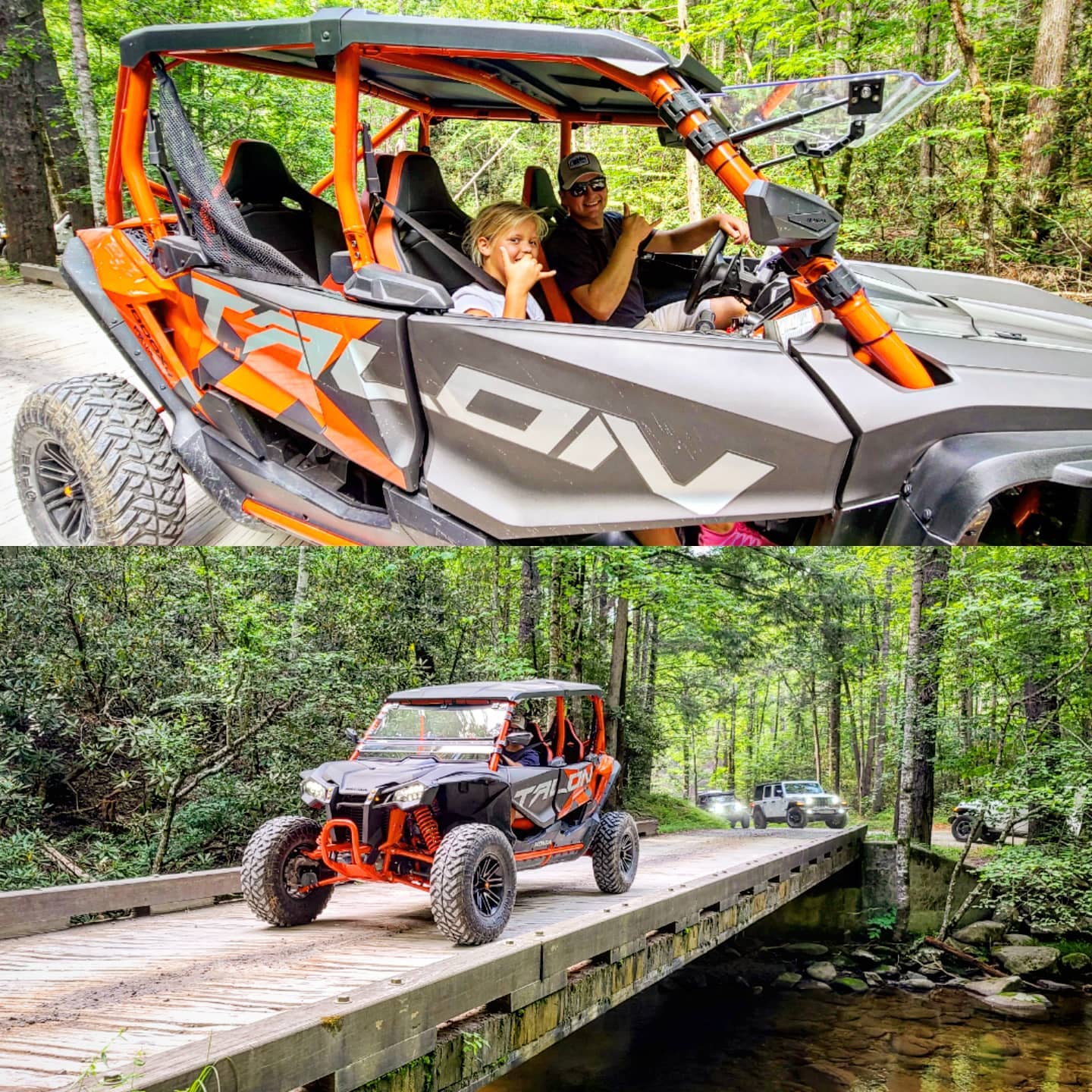 Father and daughter enjoying riding on Honda Talon