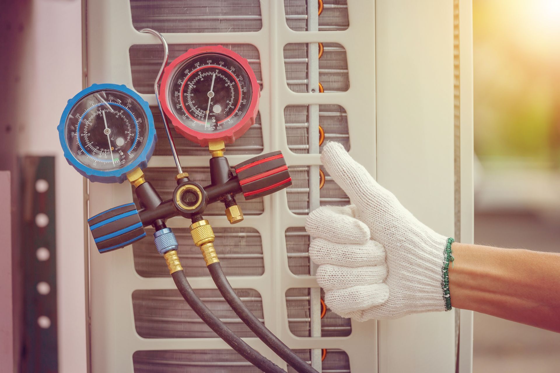 Close up of air conditioning repair.