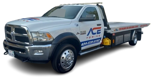 White Ace Towing truck on a sunny day.
