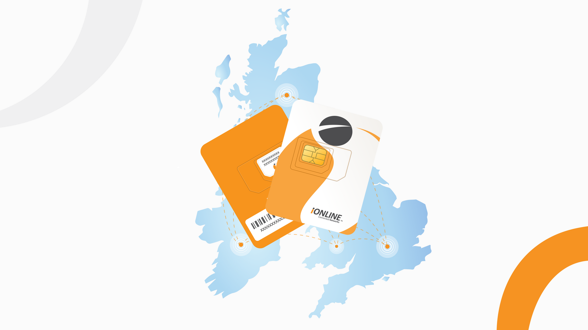 A SIM card on top of a map of the UK