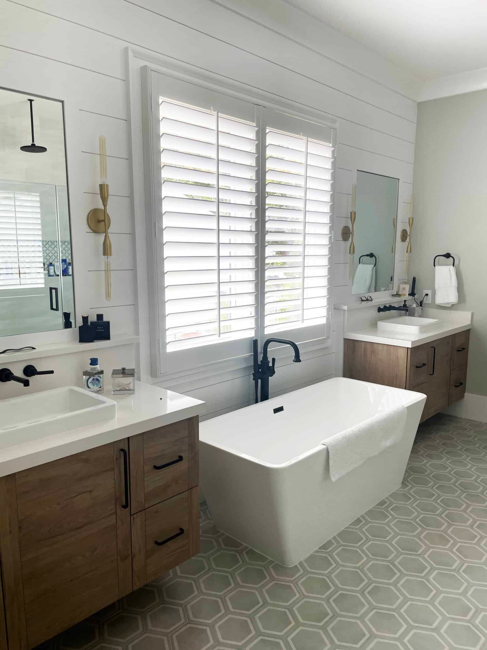 White Painted Bathroom Custom Plantation Shutters in Raleigh NC