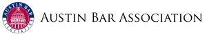 The Austin Bar Association logo featuring a circular emblem with the Texas State Capitol in red, surrounded by blue text.