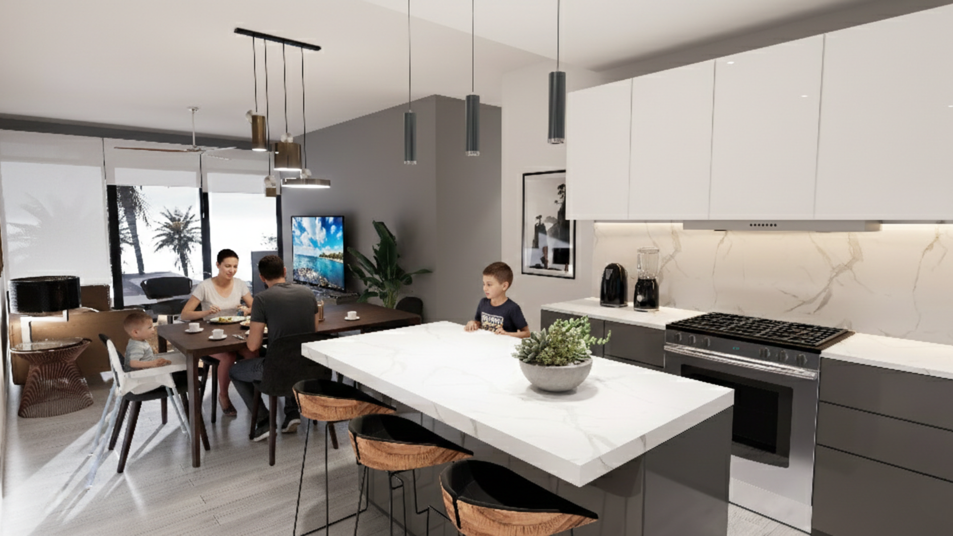 Cocina amplia mar de plata para departamentos en TIjuana