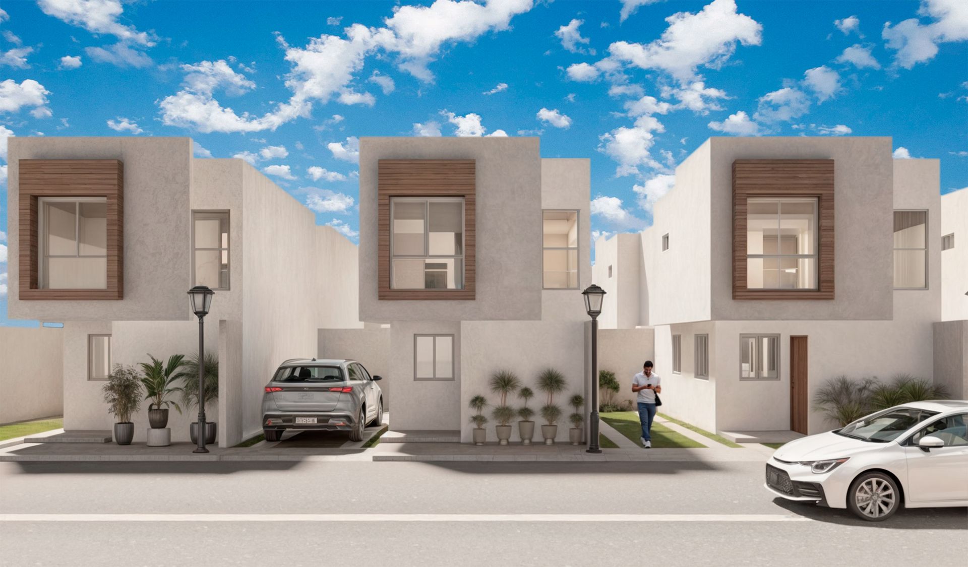 Vista frontal casas paseo del prada casas en tijuana