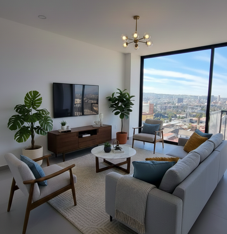 sala amplia departamentos premium en TIjuana